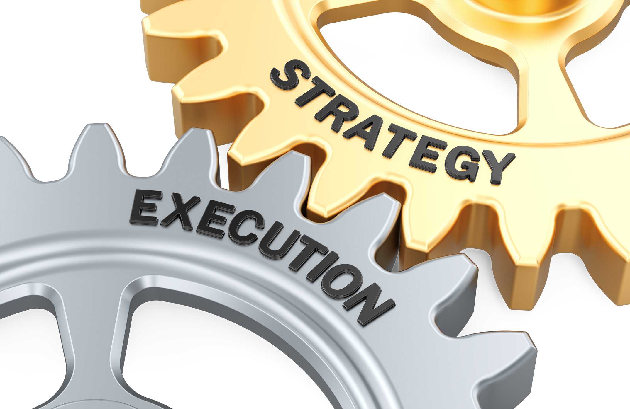 Strategy and Execution, gears concept. 3D rendering