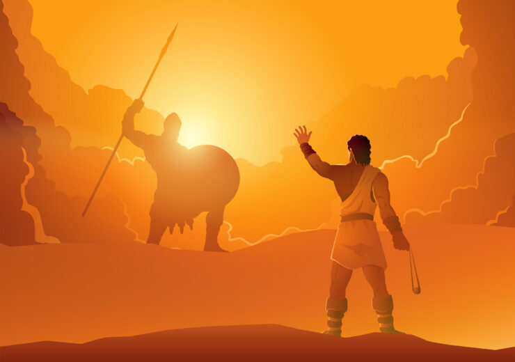 David and Goliath ready for a duel