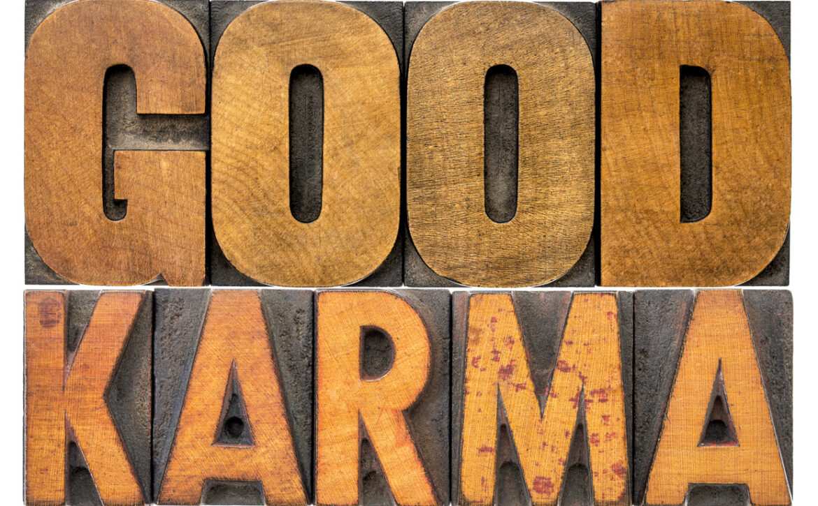good karma word abstract in vintage wood type