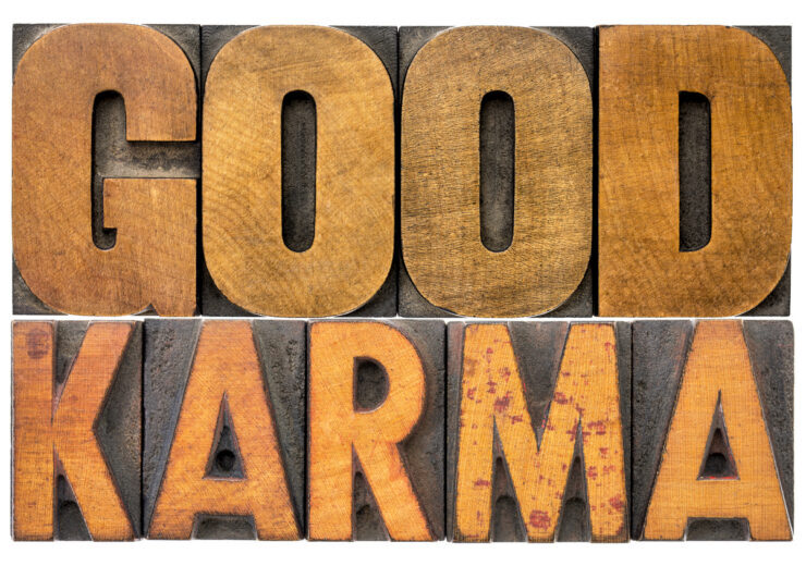 good karma word abstract in vintage wood type