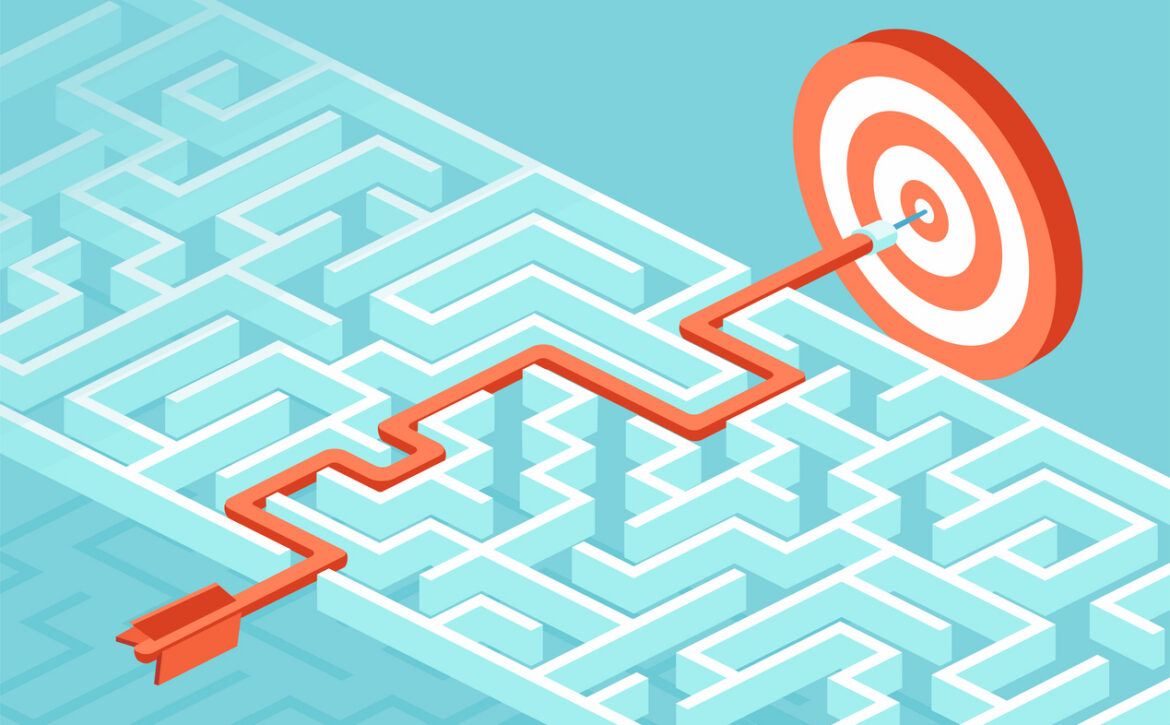 Vector concept for business strategy and planning to overcome obstacles and challenges to reach a sucess