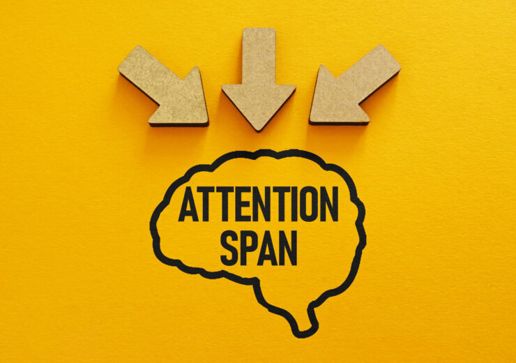 Attention Span Concept with Distracted Mind, Focus Control, Digital Distraction, Multitasking Overload, Productivity Loss and Concentration Problems